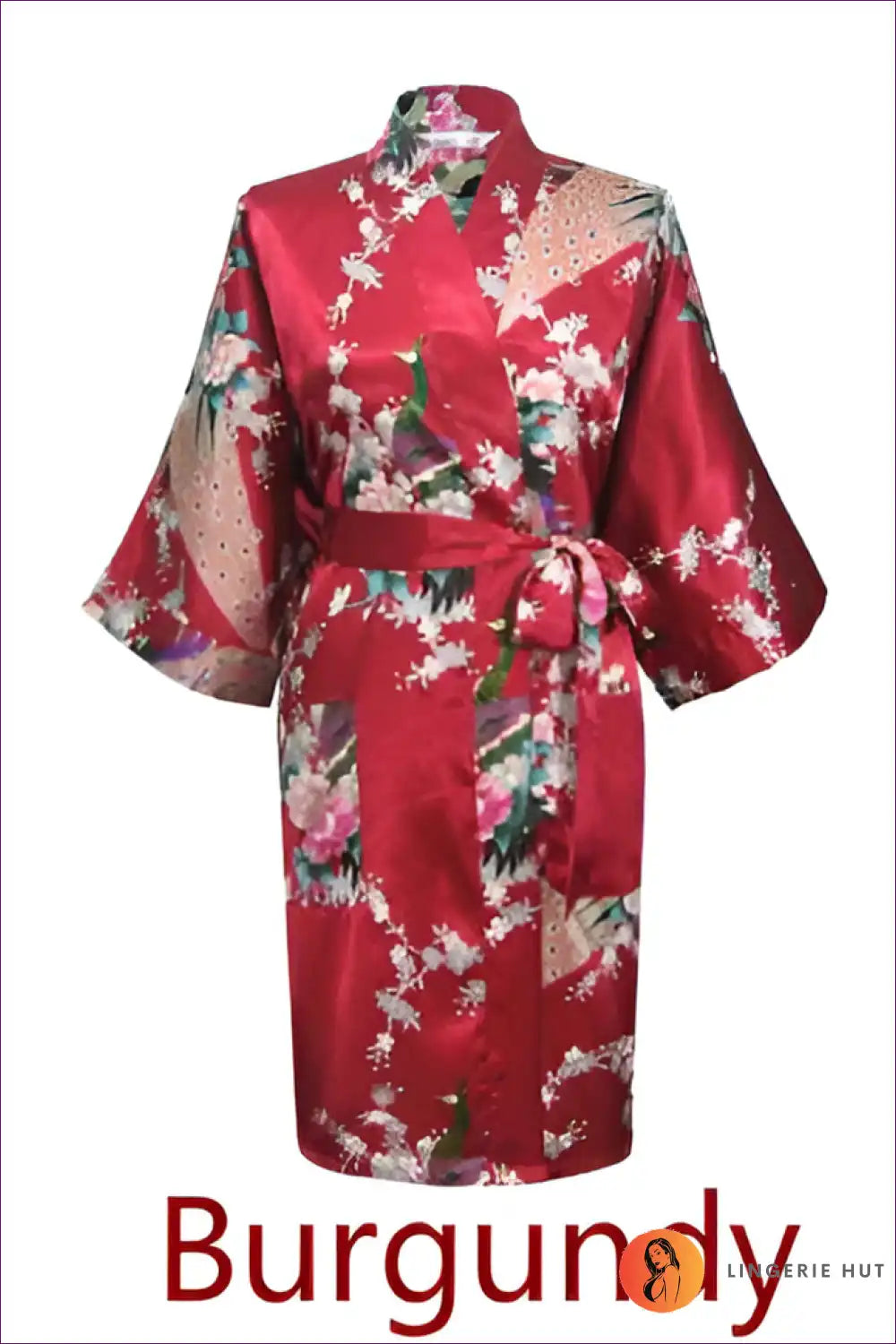 Elevate Your Style With Our Floral 3/4 Sleeve Belted Robe. Multicolored Florals, Loose Fit, And Breathable