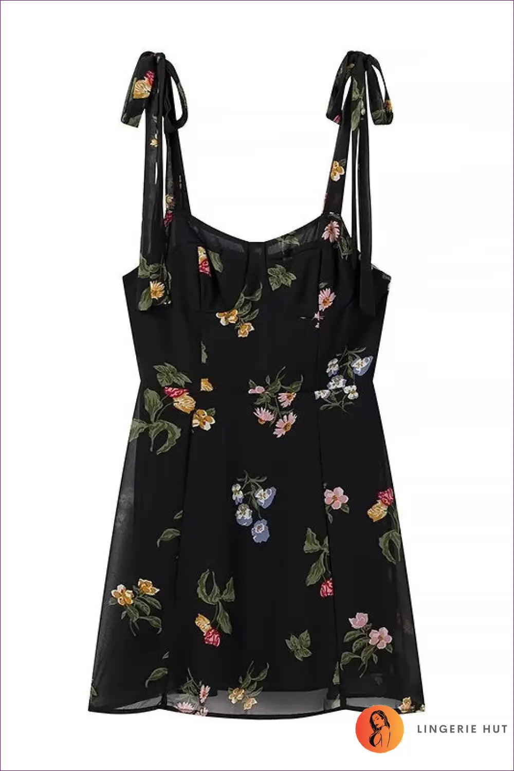 Floral Black Summer Dress - Effortless Charm for Casual, Dress, Everyday, Floral, Mini