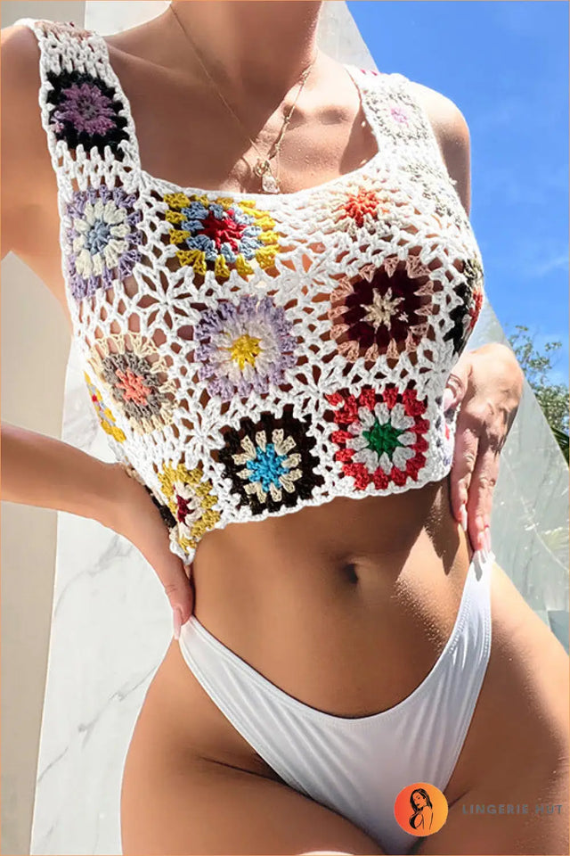 Floral Crochet Bikini Set - Beachside Elegance