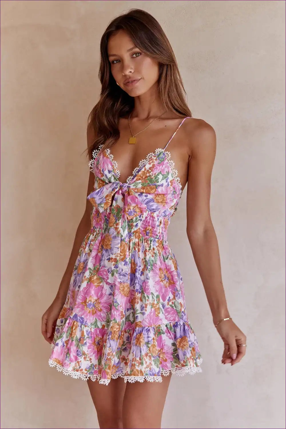 Elevate Your Summer Style With Our Floral Burst V-neck A-line Dress. Perfect For Boho Vibes, This Dress