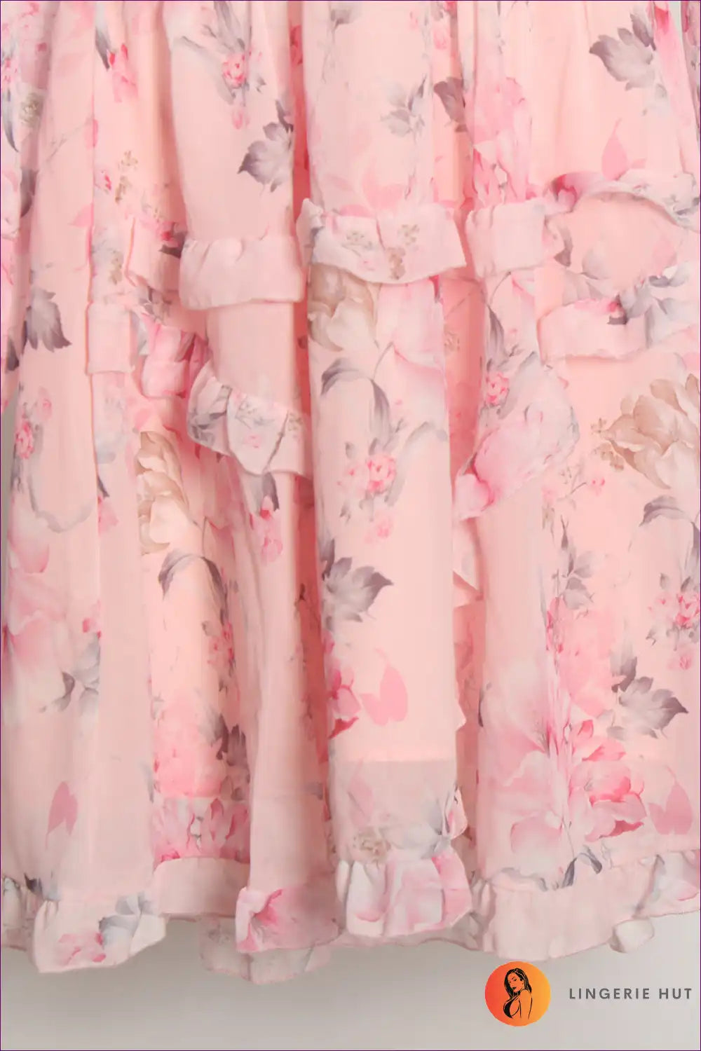 Floral Chiffon Dress with Ruffle Details - Garden Party Charm