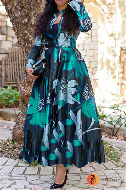 Floral Chiffon Maxi Dress - Garden Party Ready - s / Green - Dresses - Lingerie Hut - A-line • Autumn • Casual