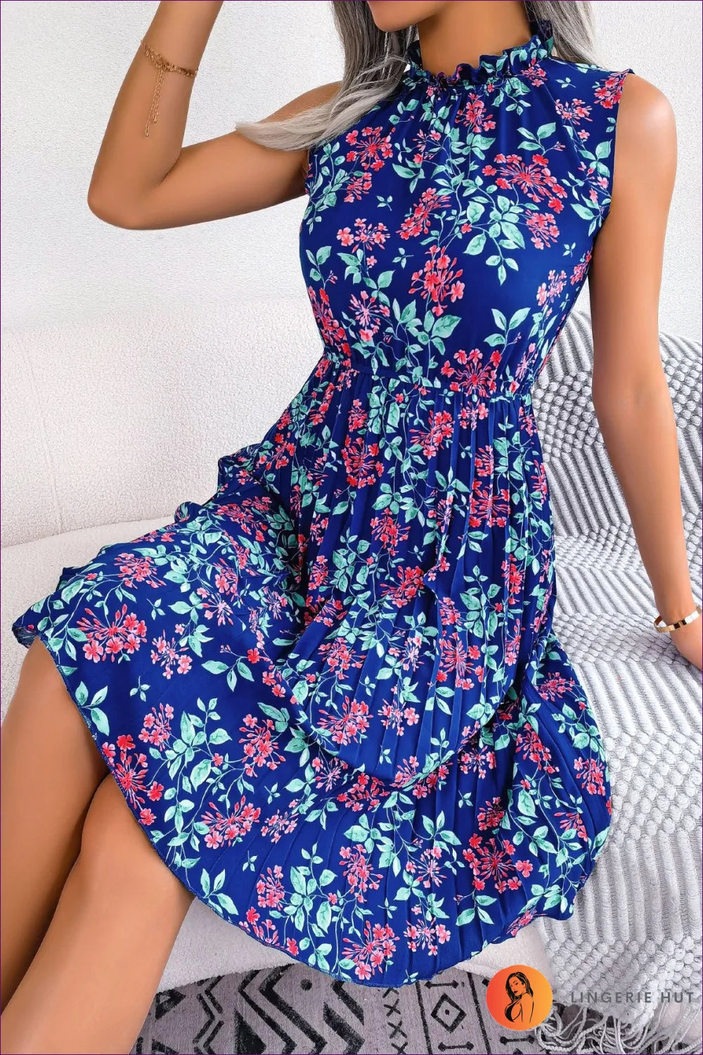 Floral Chiffon Ruffle Dress - Summer Breeze