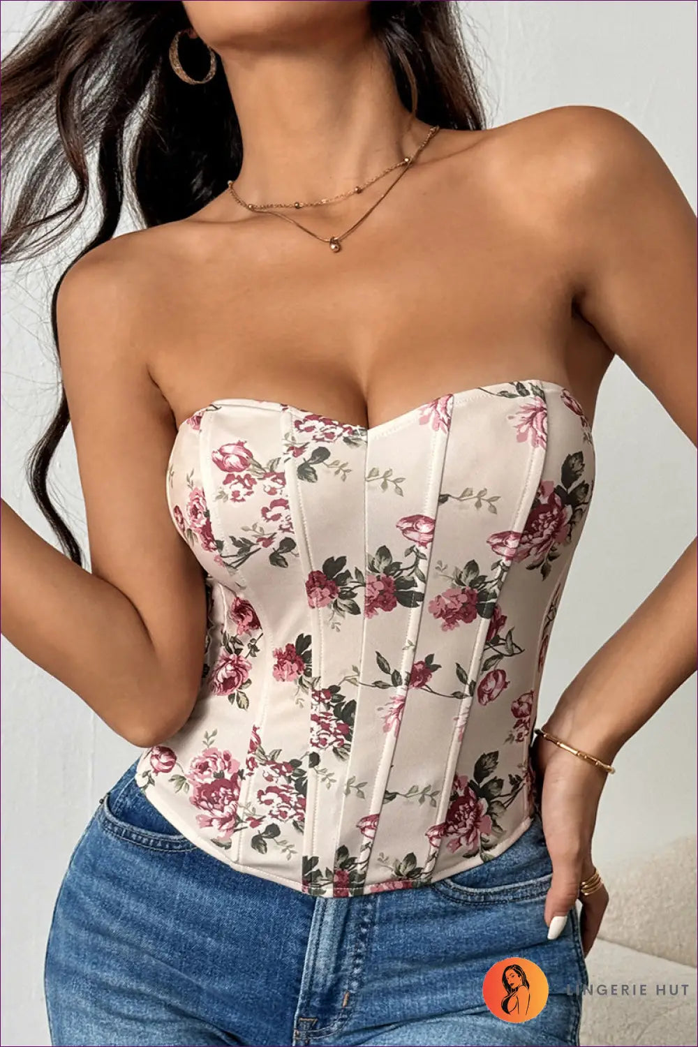 Floral Corset Top with Backless Cut - Bold but Wearable - Lingerie Hut - Backless • Date Night • Glamour