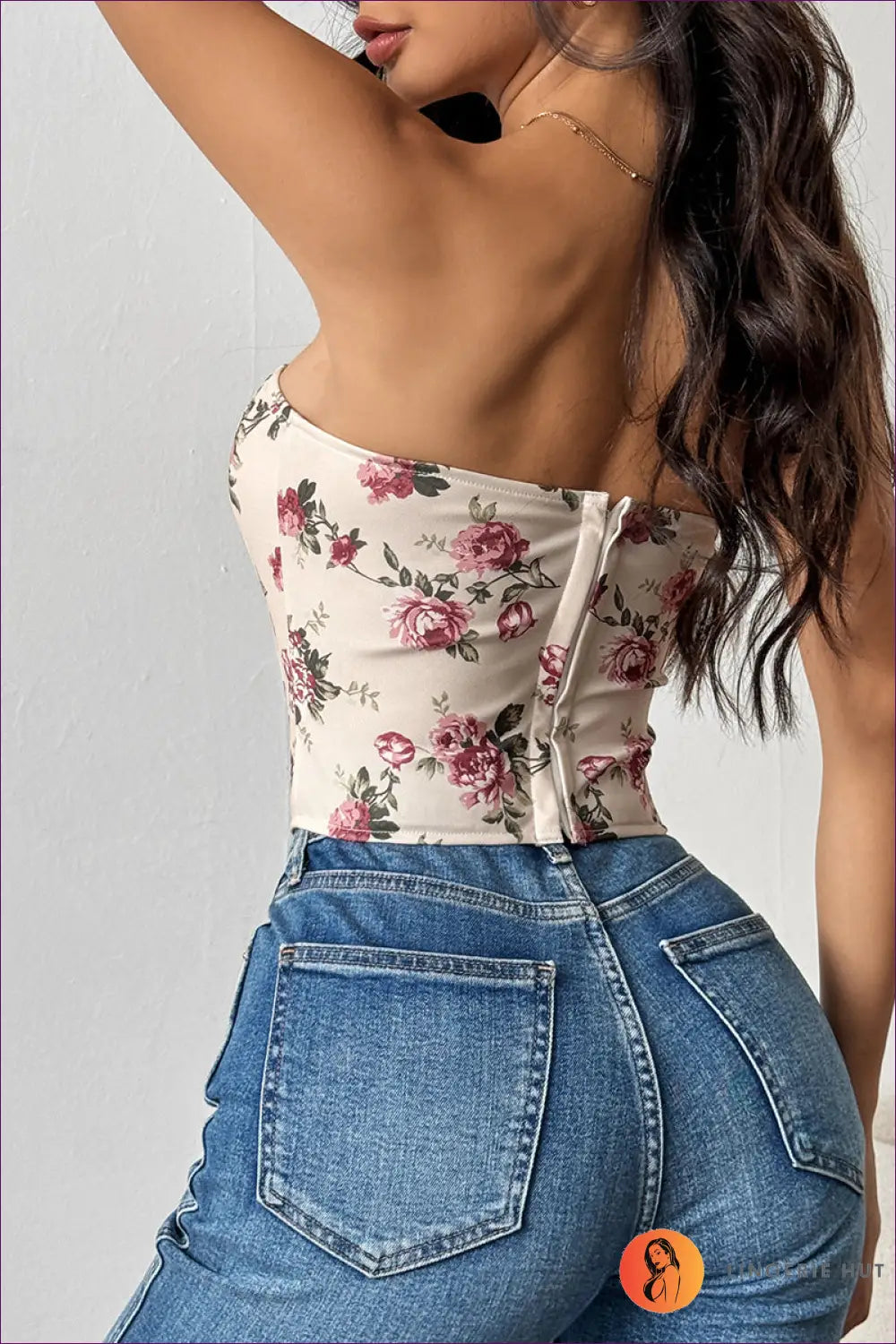 Floral Corset Top with Backless Cut - Bold but Wearable - Lingerie Hut - Backless • Date Night • Glamour