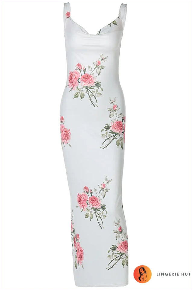 Floral Cowl Neck Maxi Dress - Summer Party Romance