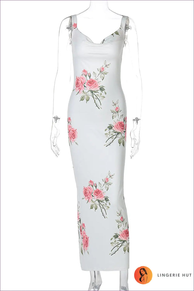 Floral Cowl Neck Maxi Dress - Summer Party Romance