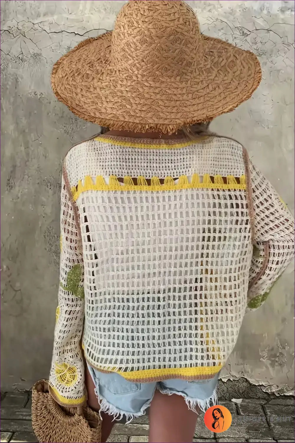 Floral Crochet Top with Contrast Trim - Sunlit Courtyard - Casual • Everyday • just in • Polyester - Lingerie Hut
