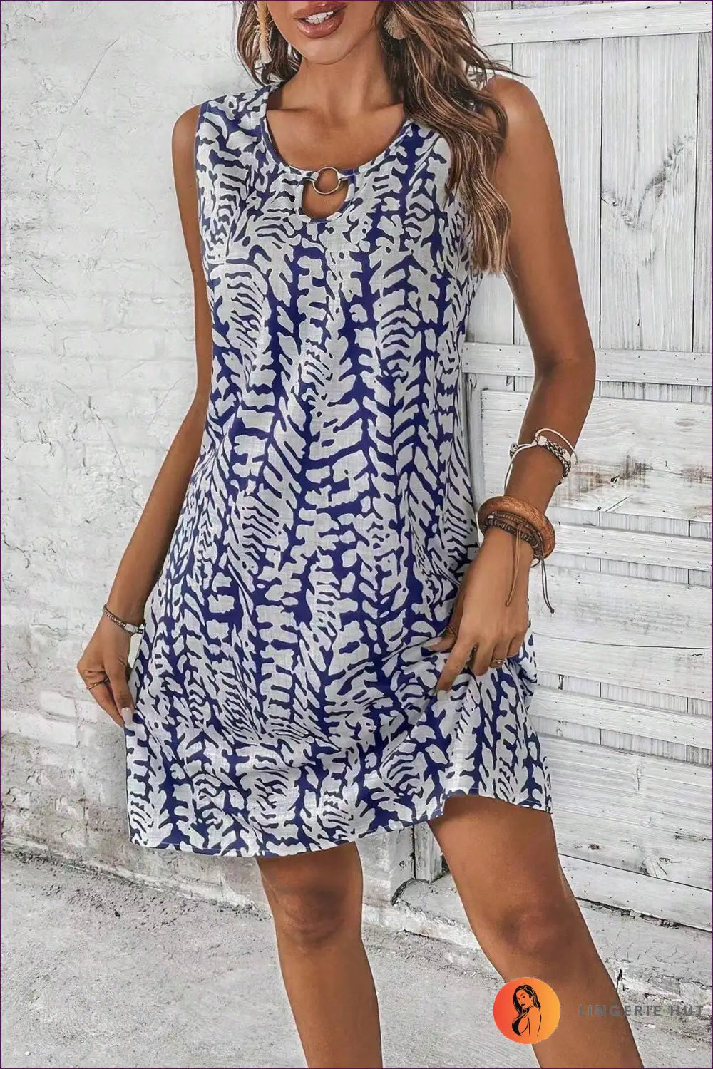Floral Cutout A-line Mini Dress - Summer Evenings Sorted - s / Blue - Dresses - Lingerie Hut - Casual • Everyday