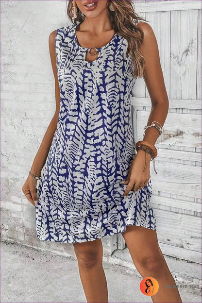 Floral Cutout A-line Mini Dress - Summer Evenings Sorted - s / Blue - Dresses - Lingerie Hut - Casual • Everyday