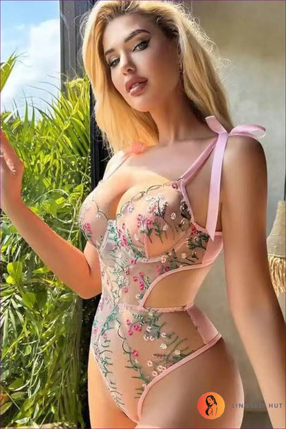 Floral Embroidered Bodysuit - Worth a Second Look - Lingerie Hut - All Season • Boudoir • Cutout • Date Night