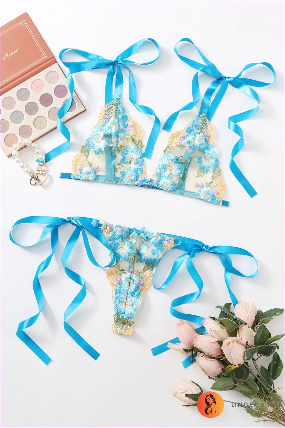 Floral Embroidered Bra Set - Summer Evenings Sorted - Lingerie - Hut - Beachwear • Bikini • Cutout
