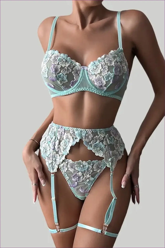 Floral Embroidered Lingerie Set - Private Luxury - just in • Hut