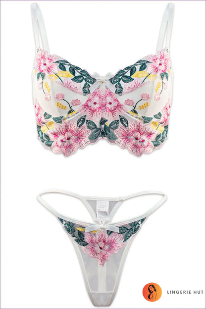 Discover The Allure Of Lingerie Hut’s Floral Enchantment Two-piece Bra Set - a Blend Delicate Embroidery,
