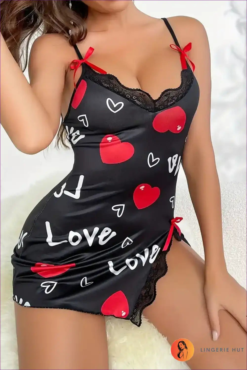 A Night-time Tale Of Glamour - Uniquely You This Sexy Heart & Letter Floral Slip Nightdress Is More Than Just