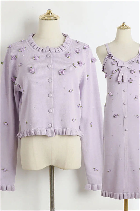 Floral Knit co Ord Set with Midi Dress - Effortless Elegance - Lingerie Hut - A-line • Autumn • Casual