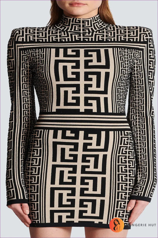 Floral Lace Bodycon Dress - Padded Shoulder Long Sleeve - Elegant • Everyday • Fishnet - Girlsdy