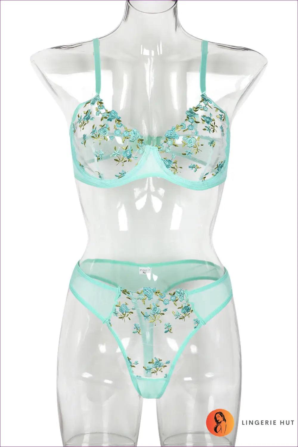 Floral Lace Bra Set - Effortless Everyday Allure - s / Green - Date Night • Glamour - Lingerie Hut