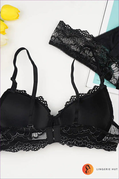 Floral Lace Bra Set with Scalloped Edges - Night-out Glam for Bodycon, Boudoir, Set, Date Night, Evening Wear