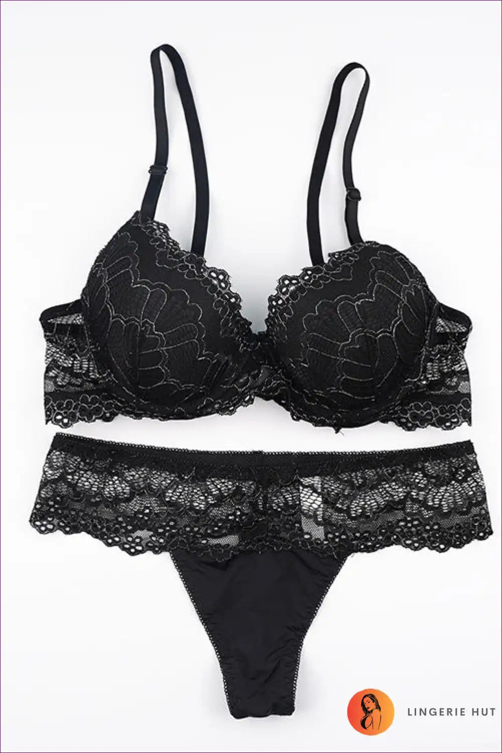 Floral Lace Bra Set with Scalloped Edges - Night-out Glam for Bodycon, Boudoir, Set, Date Night, Evening Wear