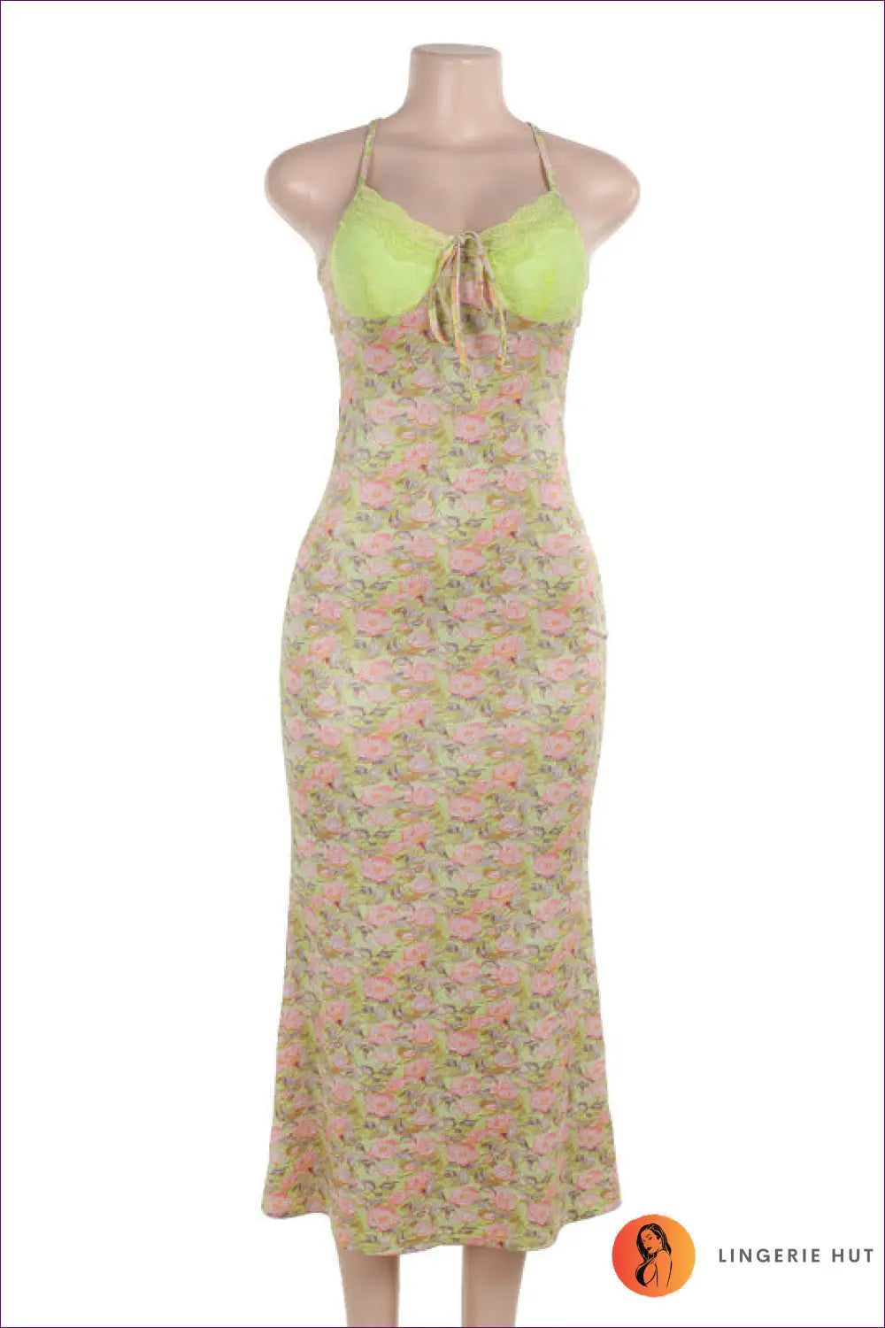 Floral Lace Maxi Dress - Garden Party Ready - s / Green - Dresses - Lingerie Hut - Bodycon • Date Night • Evening Wear