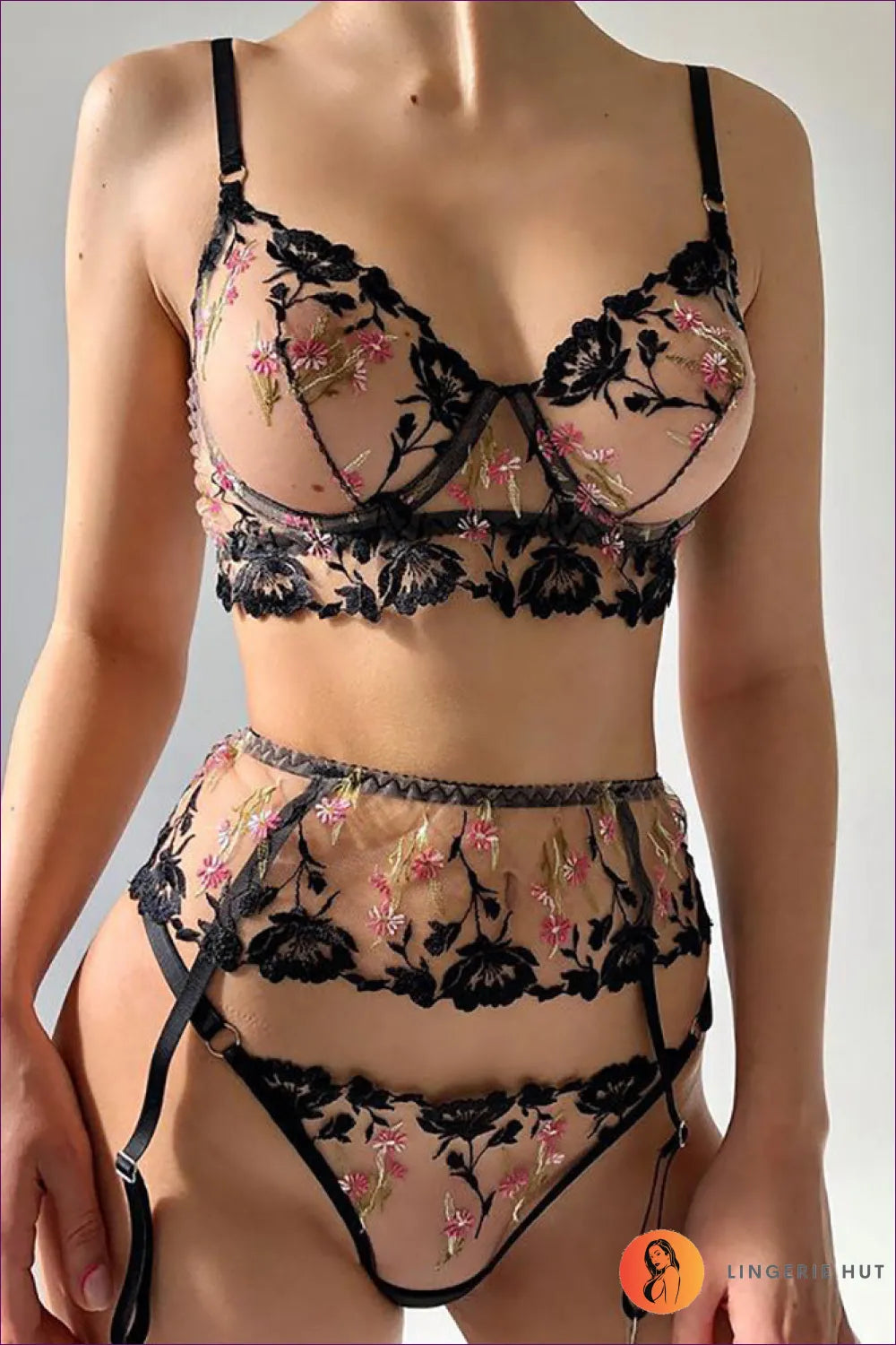 Elevate The Romance With This Exquisite Lace Set! Embrace Beauty And Confidence In Soft Floral Lace, Long Line