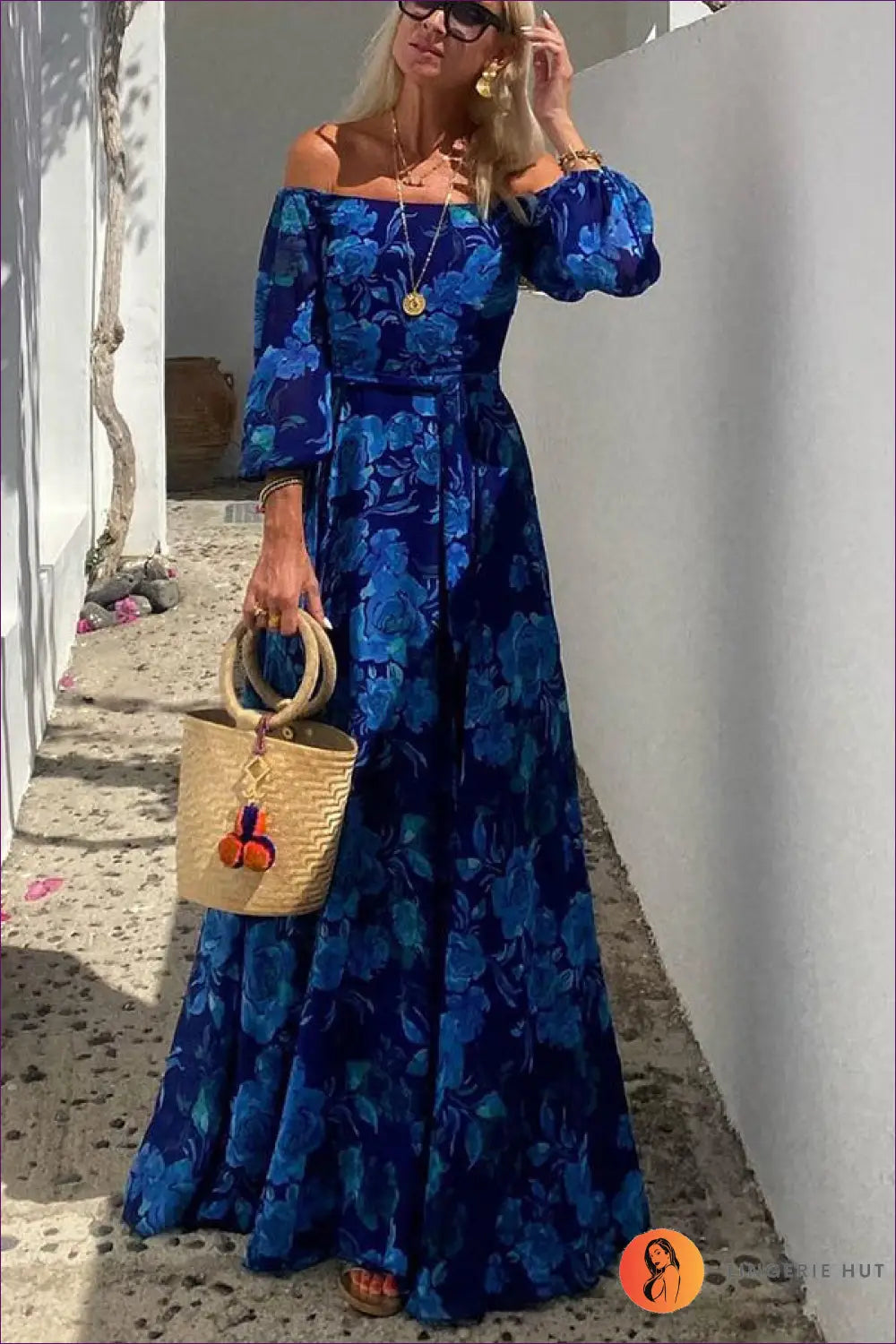 Floral A-line Maxi Dress - Effortless Boho Days - s / Blue - Dresses - Lingerie Hut - Autumn • Casual