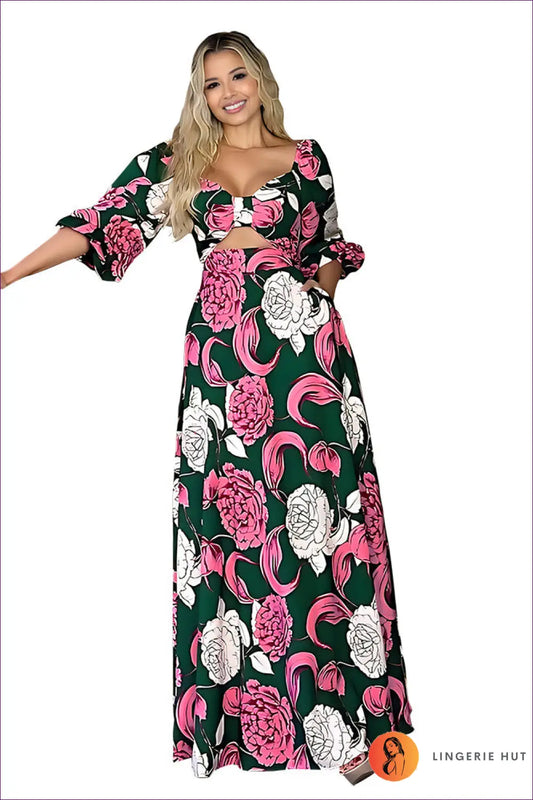 Floral Maxi Dress - Garden Party Ready - s / Multi - Dresses - Casual • Clothing • Cutout • Everyday - Lingerie Hut