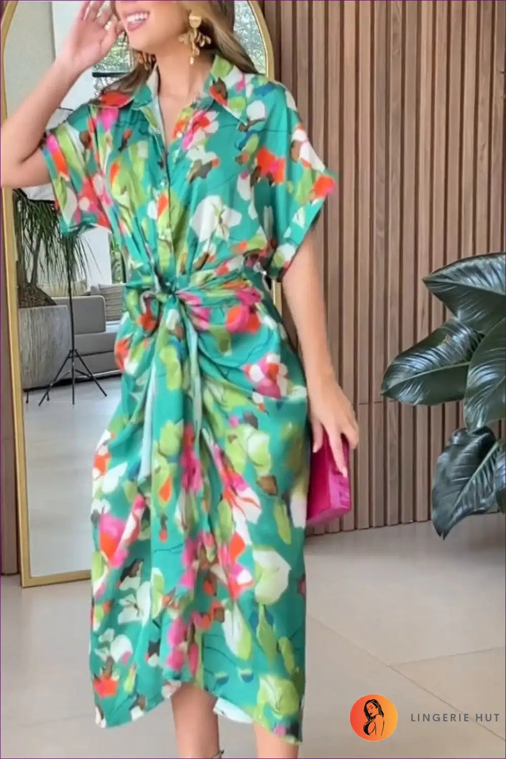 Floral Shirt Dress - Garden Party Ready - Dresses - A-line • Casual • Clothing • Elegant - Lingerie Hut