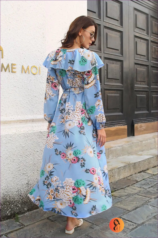 Floral Maxi Dress with Long Sleeves - Garden Party Ready