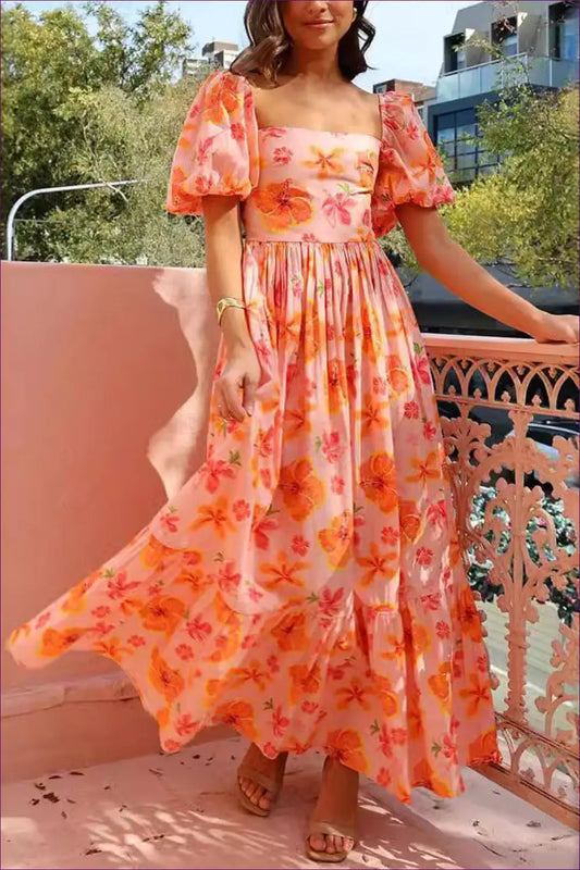 Floral Maxi Dress with Smocked Detail - Garden Party Ready - Dresses - Lingerie Hut - A-line • Boho • Casual • Everyday