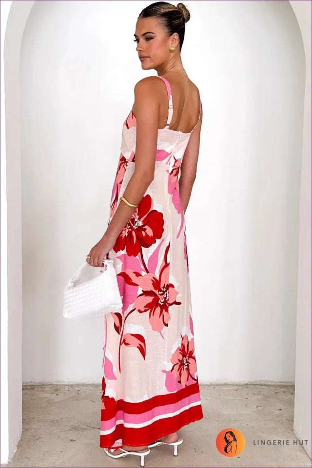 Floral Maxi Dress with Spaghetti Straps - Summer Boho Escape