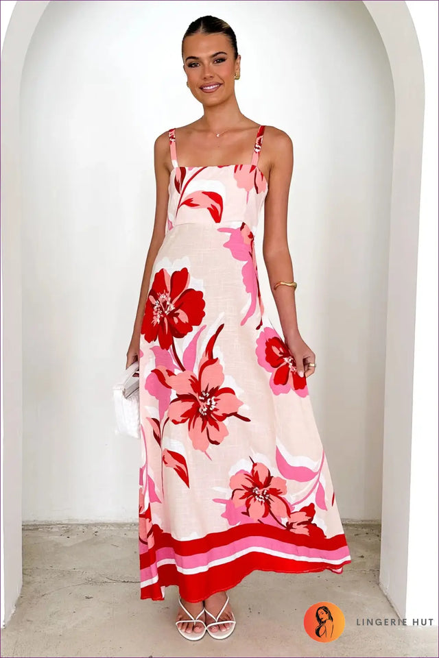 Floral Maxi Dress with Spaghetti Straps - Summer Boho Escape