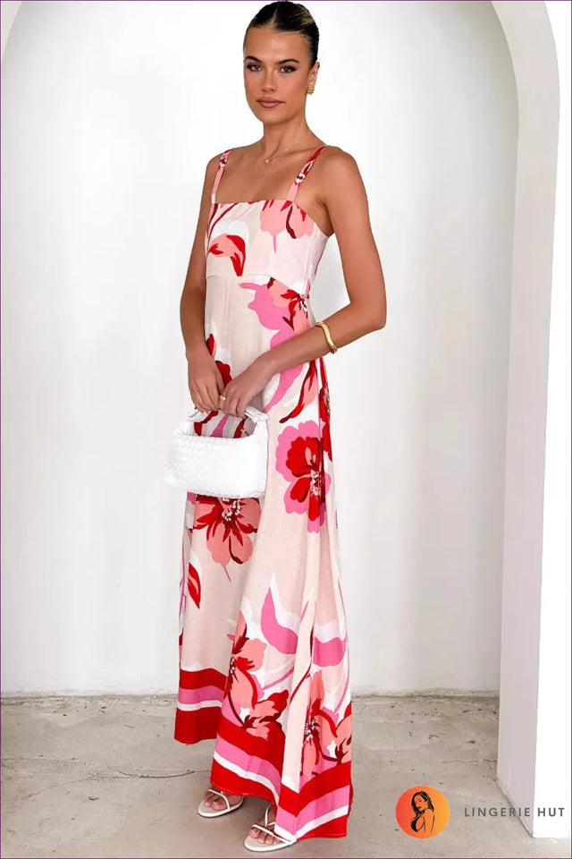 Floral Maxi Dress with Spaghetti Straps - Summer Boho Escape