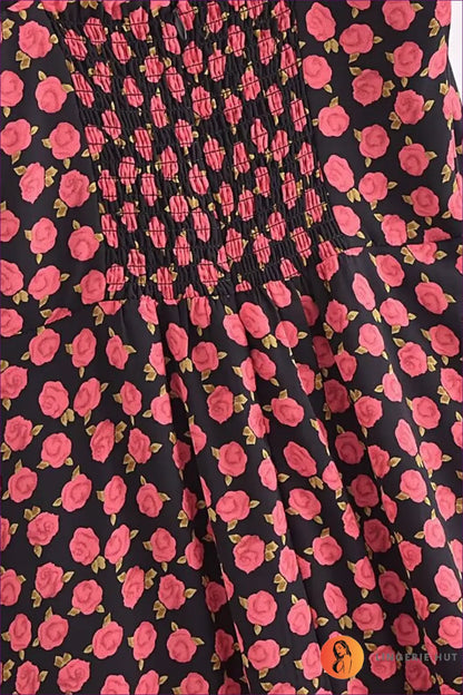 Floral Midi Dress with Backless Detail - Garden Party Ready - Dresses - Lingerie Hut - A-line • Autumn • Backless