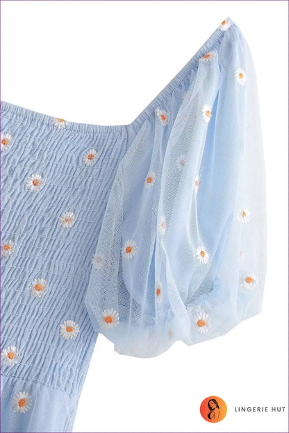 Floral Puff Sleeve Midi Dress - Garden Party Ready - Dresses - Lingerie Hut - A-line • Boho • Casual • Everyday