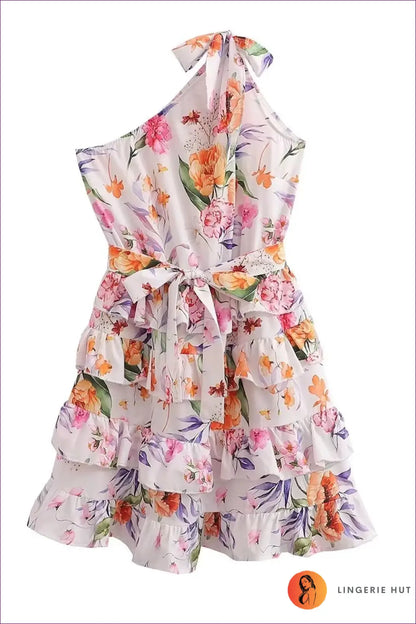 Floral Mini Dress with Backless Tiered Cut - Effortless Elegance - s / Purple - Dresses - Lingerie Hut - Backless