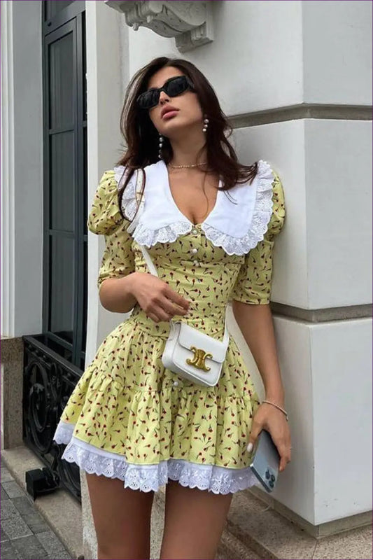 Floral Mini A-line Dress - Effortless Elegance - Dresses - Lingerie Hut - Casual • Everyday