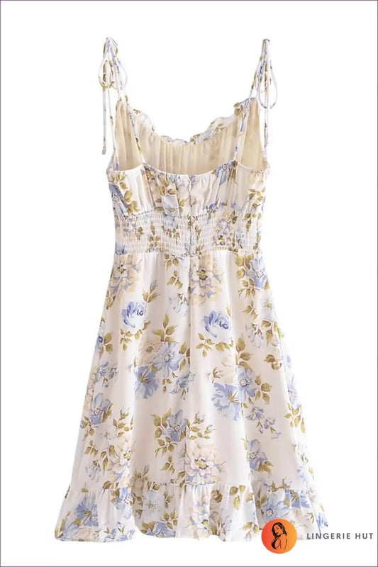 Floral Mini Sundress with Ruffle Hem - Boho Holiday Mood - Dresses - Lingerie Hut - A-line • Casual • Dress