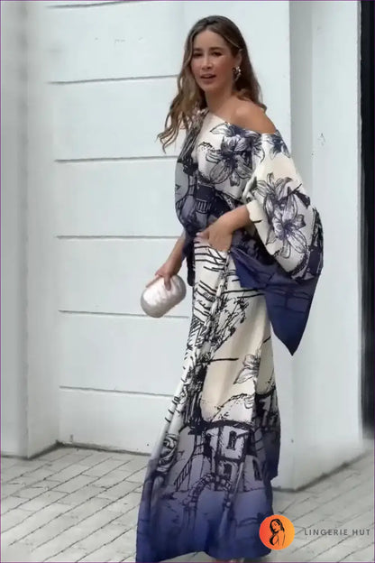 Floral co Ord Set with Batwing Top - Effortless Elegance - Outfit Sets - Lingerie Hut - Autumn • Casual • Cutout