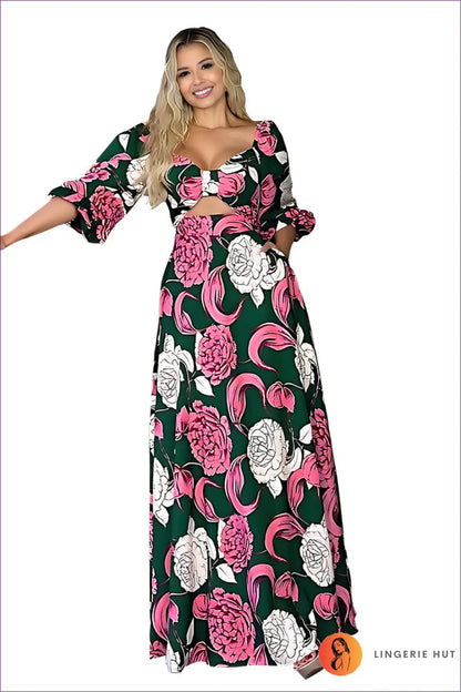 Floral Print Maxi Dress - Boho Elegance for Boho, Casual, Date Night, Dress, Everyday