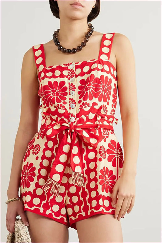 Floral Ruffle Jumpsuit - Effortless Summer Ease - Clothing - Lingerie Hut - Boho • Casual • Cutout • Everyday