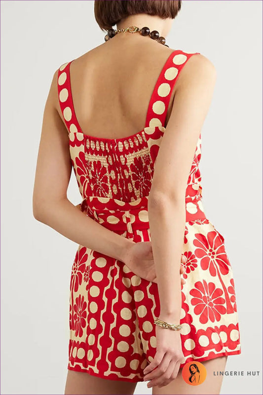 Floral Ruffle Jumpsuit - Effortless Summer Ease - Clothing - Lingerie Hut - Boho • Casual • Cutout • Everyday