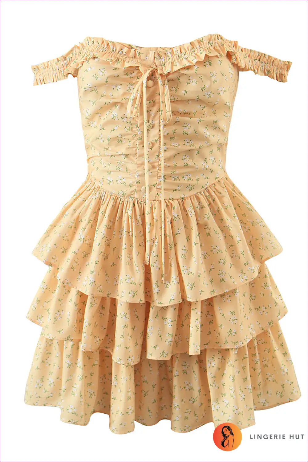 Floral Ruffle Mini Dress - Garden Party Ready - Dresses - Lingerie Hut - A-line • Casual • Cutout • Everyday