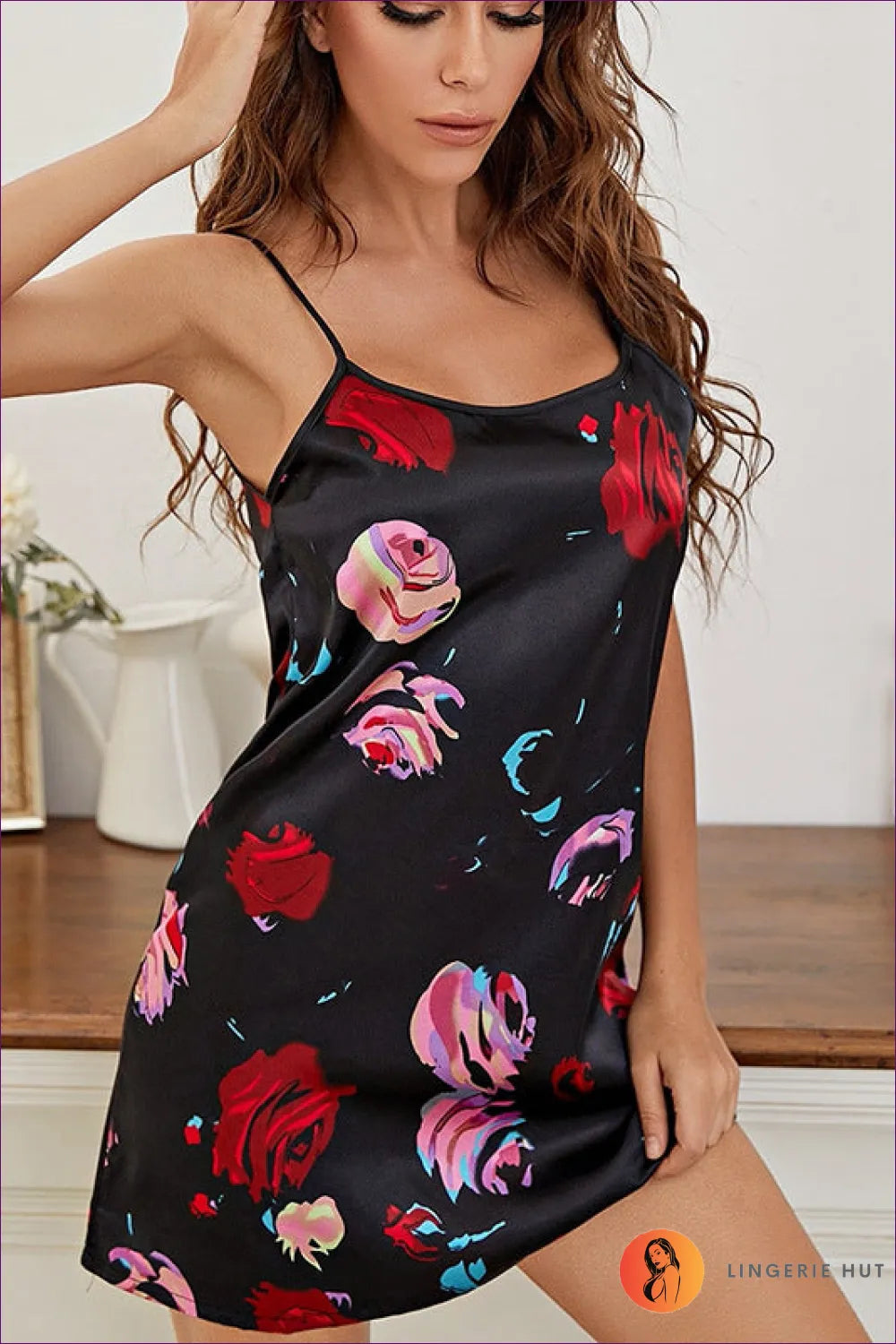 Floral Satin Slip Dress - Night Out Essential