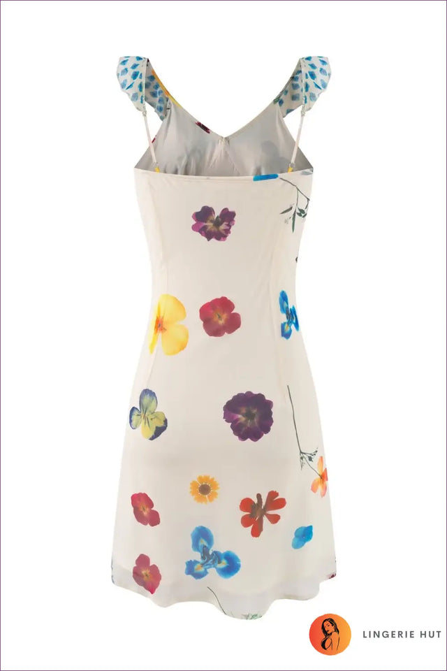 Floral Slip Dress with Ruffle Trim - Seaside Vacation Mood