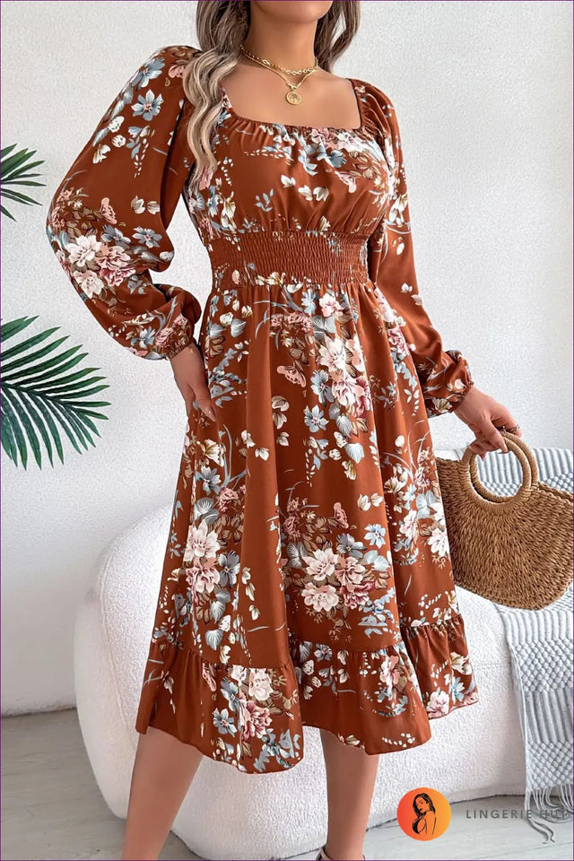 Floral Midi A-Line Dress - Garden Party Ready