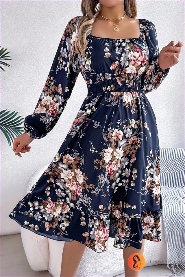 Floral Midi A-Line Dress - Garden Party Ready