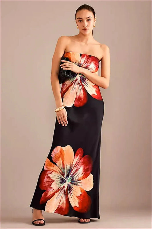 Floral Strapless Bodycon Maxi Dress - Unleash Your Elegance For Dress, Everyday, Maxi, Modest, Sleeveless