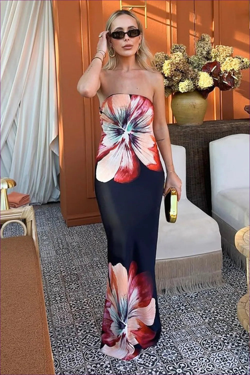 Floral Strapless Bodycon Maxi Dress - Unleash Your Elegance For x